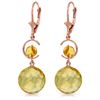 Genuine 11.60 ctw Citrine Earrings Jewelry 14KT Rose Gold - REF-47N5R