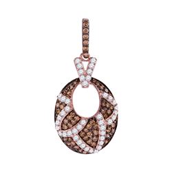 1 CTW Brown Color Diamond Oval Pendant 10KT Rose Gold - REF-57M2H