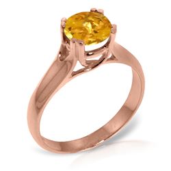 Genuine 1.10 ctw Citrine Ring Jewelry 14KT Rose Gold - REF-57T3A