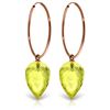 Genuine 18 ctw Quartz Lemon Earrings Jewelry 14KT Rose Gold - REF-32V4W