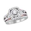 Image 1 : 1.2 CTW Diamond Bridal Wedding Engagement Ring 14KT Two-tone Gold - REF-146N9F
