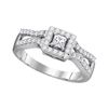 Image 1 : 0.50 CTW Princess Diamond Bridal Engagement Ring 10KT White Gold - REF-52M4H