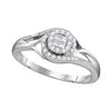 Image 1 : 0.22 CTW Princess Diamond Cluster Bridal Engagement Ring 10KT White Gold - REF-22M4H