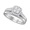 Image 1 : 0.50 CTW Diamond Cluster Bridal Engagement Ring 14KT White Gold - REF-64W4K