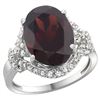 Natural 6.91 ctw garnet & Diamond Engagement Ring 14K White Gold - REF-97V5F