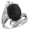 Image 1 : Natural 3.5 ctw onyx & Diamond Engagement Ring 14K White Gold - REF-86F5N