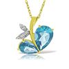 Genuine 5.26 ctw Blue Topaz & Diamond Necklace Jewelry 14KT Yellow Gold - REF-60R7P