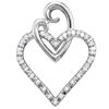 0.08 CTW Diamond Double Joined Heart Pendant 10KT White Gold - REF-9H7M