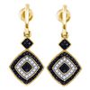 0.33 CTW Black Color Diamond Square Dangle Earrings 10KT Yellow Gold - REF-32X9Y