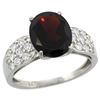 Natural 2.75 ctw garnet & Diamond Engagement Ring 14K White Gold - REF-61A4V