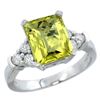 Image 1 : Natural 2.86 ctw lemon-quartz & Diamond Engagement Ring 10K White Gold - REF-52X7A