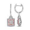 1.01 CTW Pink Diamond Square Cluster Dangle Earrings 14KT White Gold - REF-172X4Y