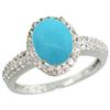 Image 1 : Natural 1.91 ctw Turquoise & Diamond Engagement Ring 10K White Gold - REF-34K3R