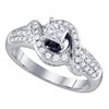 Image 1 : 0.88 CTW Princess Diamond Solitaire Swirl Bridal Engagement Ring 14KT White Gold - REF-127Y4X