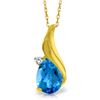 Genuine 2.53 ctw Blue Topaz & Diamond Necklace Jewelry 14KT Yellow Gold - REF-36F2Z
