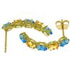 Genuine 2.5 ctw Blue Topaz & Citrine Earrings Jewelry 14KT White Gold - REF-37R4P