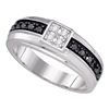 0.45 CTW Mens Black Color Diamond Wedding Anniversary Ring 10KT White Gold - REF-34H4M