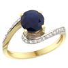 Natural 1.29 ctw blue-sapphire & Diamond Engagement Ring 14K Yellow Gold - REF-92H8W