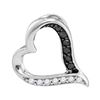 0.13 CTW Black Color Diamond Heart Love Pendant 10KT White Gold - REF-7N4F