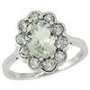 Natural 2.34 ctw Green-amethyst & Diamond Engagement Ring 10K White Gold - REF-69X8A
