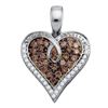 0.50 CTW Brown Color Diamond Heart Pendant 10KT White Gold - REF-26N9F
