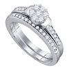 0.50 CTW Diamond Cluster Bridal Engagement Ring 10KT White Gold - REF-52H4M