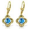 Genuine 1.10 ctw Blue Topaz Earrings Jewelry 14KT Yellow Gold - REF-37X7M