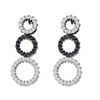 0.78 CTW Black Color Diamond Triple Circle Earrings 14KT White Gold - REF-67F4N