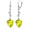 Genuine 21.52 ctw Lemon Quartz & Diamond Earrings Jewelry 14KT White Gold - REF-57Y6F