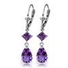 Genuine 4.5 ctw Amethyst Earrings Jewelry 14KT White Gold - REF-41X4M