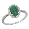 Image 1 : Natural 1.69 ctw Malachite & Diamond Engagement Ring 14K White Gold - REF-25W6K