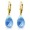Genuine 28 ctw Blue Topaz Earrings Jewelry 14KT Yellow Gold - REF-40M5T