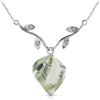 Genuine 13.02 ctw Green Amethyst & Diamond Necklace Jewelry 14KT White Gold - REF-43F3Z