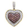 0.51 CTW Cognac-brown Color Diamond Heart Love Pendant 14KT Yellow Gold - REF-44M9H