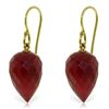 Image 1 : Genuine 26.1 ctw Ruby Earrings Jewelry 14KT Yellow Gold - REF-25T8A
