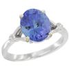 Image 1 : Natural 2.4 ctw Tanzanite & Diamond Engagement Ring 14K White Gold - REF-80F3N