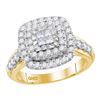 Image 1 : 1 CTW Princess Diamond Square Cluster Bridal Engagement Ring 14KT Yellow Gold - REF-104W9K