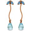 Genuine 3.4 ctw Blue Topaz Earrings Jewelry 14KT Rose Gold - REF-21V6W