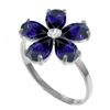 Genuine 2.22 ctw Sapphire & Diamond Ring Jewelry 14KT White Gold - REF-42V2W