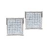Image 1 : 0.90 CTW Pave-set Diamond Square Cluster Earrings 14KT White Gold - REF-49N5F