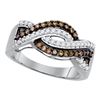 Image 1 : 0.50 CTW Cognac-brown Color Diamond Crossover Ring 10KT White Gold - REF-30M2H