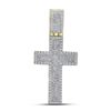 Image 1 : 1.65 CTW Mens Princess Diamond Inset Cross Charm Pendant 10KT Yellow Gold - REF-82M4H