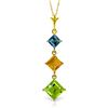 Genuine 2.4 ctw Blue Topaz & Citrine Necklace Jewelry 14KT Yellow Gold - REF-29X7M