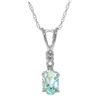 Genuine 0.46 ctw Aquamarine & Diamond Necklace Jewelry 14KT White Gold - REF-22T7A