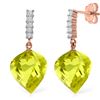 Genuine 21.65 ctw Lemon Quartz & Diamond Earrings Jewelry 14KT Rose Gold - REF-52V9W