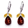 Genuine 13 ctw Garnet & Citrine Earrings Jewelry 14KT White Gold - REF-71R3P
