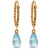 Genuine 3 ctw Blue Topaz Earrings Jewelry 14KT Rose Gold - REF-24F3Z