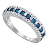 Image 1 : 0.50 CTW Blue Color Channel-set Diamond Ring 10KT White Gold - REF-26K9W