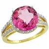 Natural 5.34 ctw Pink-topaz & Diamond Engagement Ring 14K Yellow Gold - REF-45Y5X