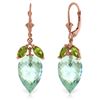Genuine 23.5 ctw Blue Topaz & Peridot Earrings Jewelry 14KT Rose Gold - REF-67T9A